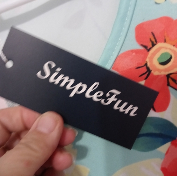 Simple Fun Bold Beautiful Floral Sleeveless Stretch Lounge Style Dress XXL - Picture 4 of 10